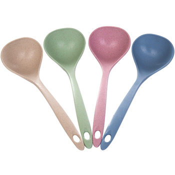 Wholesale one yuan medium long handle porridge wheat straw soup spoon household kitchen plastic spoon stall supply
