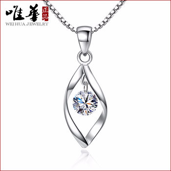 Japanese and Korean style simple silver jewelry rotating love big temperament necklace female fashion zircon twist Fashion necklace pendant
