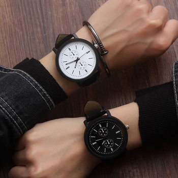 Korean Style Fashionable Simple Large Dial Male and Female Student Couple Watch Pair of South Korea Harajuku Style Retro Watch