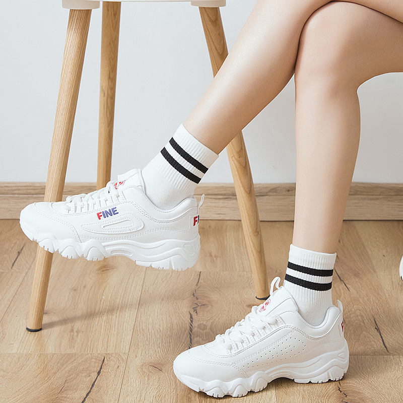 袜子厂家批发茶颜新款二杠条纹女袜中筒运动棉短袜棒球袜子女