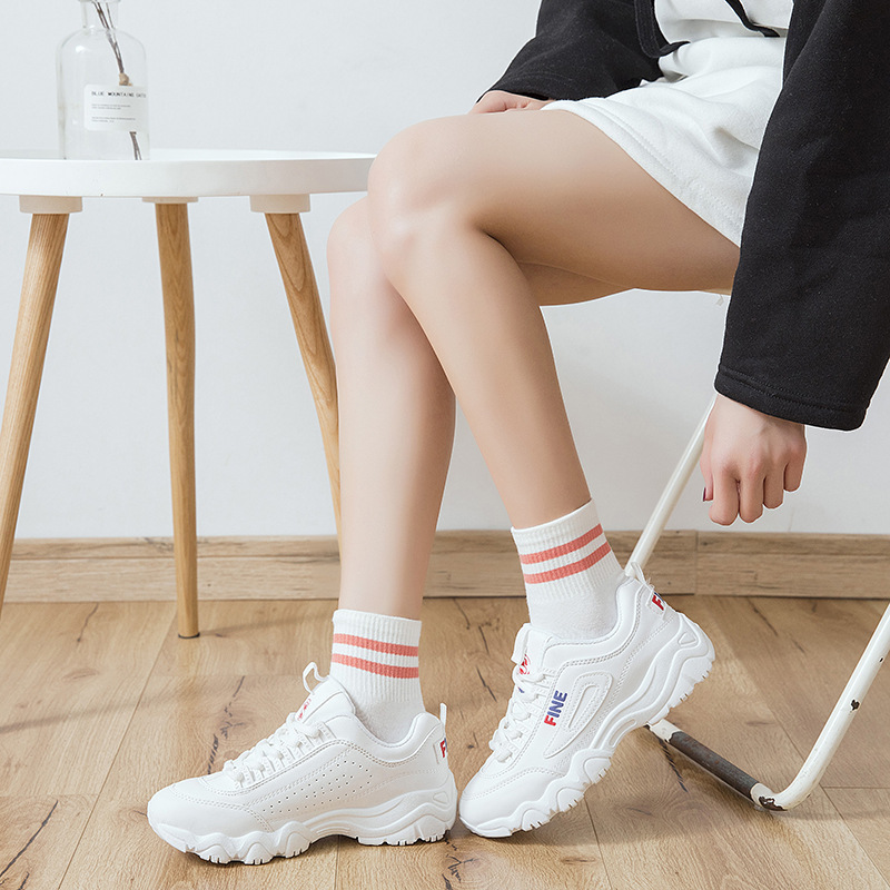 Socks manufacturer wholesale tea color new two-bar striped w...