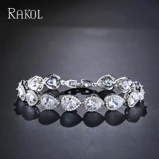Cross-Border Aliexpress Micro-Inlaid Exquisite Aaa Water Drop Zircon Bracelet for Women, Elegant Bridal Wedding Dress Hand Jewelry
