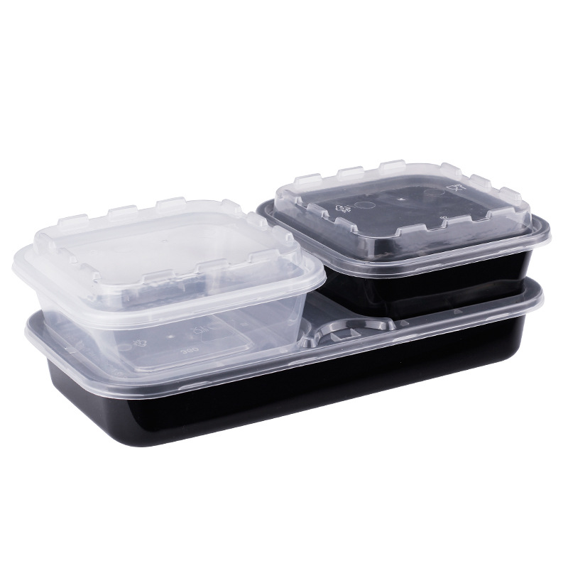 Jinlubao Disposable Lunch Box Takeaway Packaged Fast Food Combination Lunch Box Round Bowl Lunch Box with Lid Double Layer