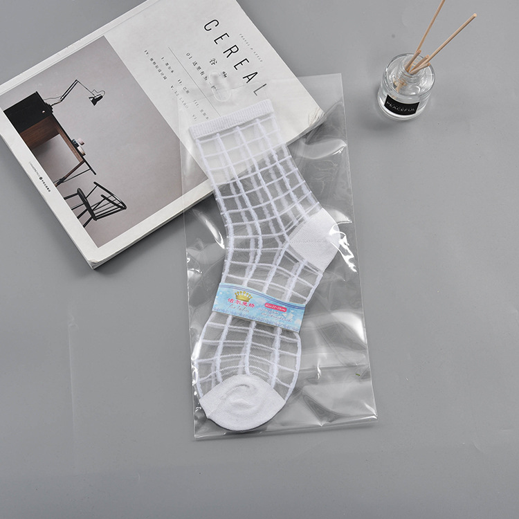 袜子女春夏薄款玻璃丝袜透明时尚女士格子水晶袜女袜诸暨袜子批发