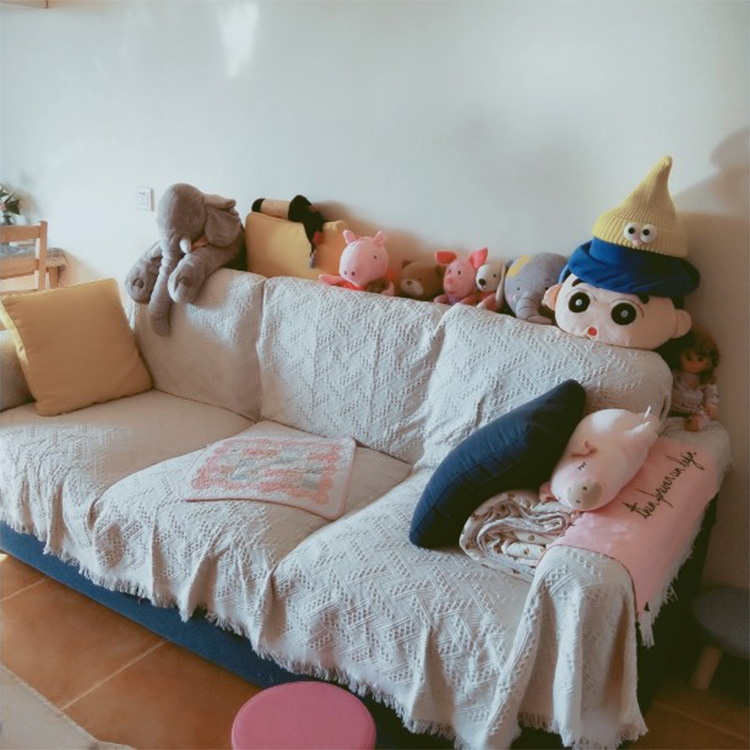 Cross-border Sofa Towel Back Towel Modern Simple Sofa Cover Fabric White Cover Towel Knitted Thread Blanket Sofa Cover