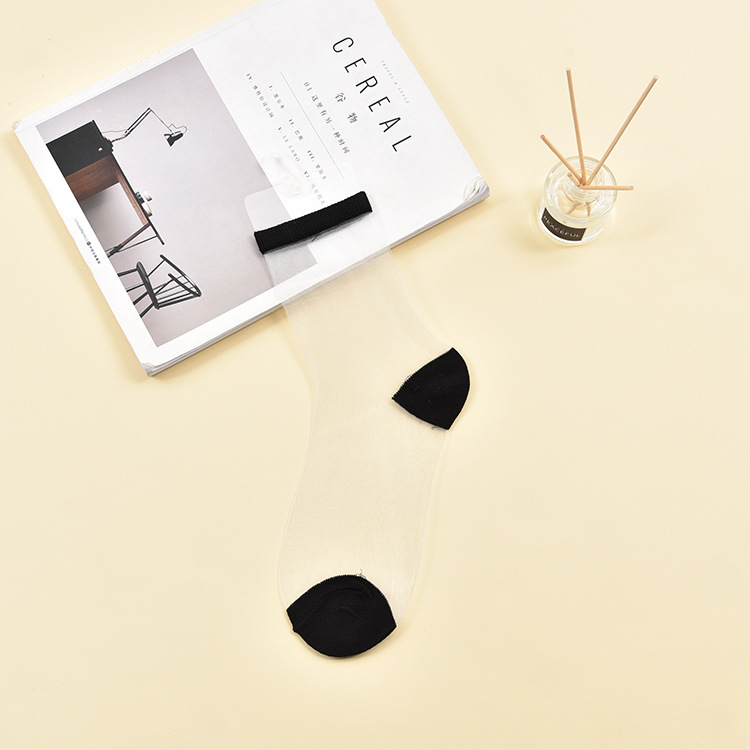 袜子女春夏薄款玻璃丝袜透明时尚女士格子水晶袜女袜诸暨袜子批发