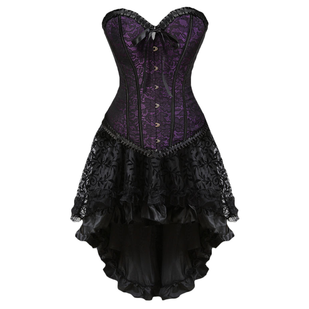 Classic Lotus Leaf Lace Jacquard Adjustable Court Body Shaping Split Set Flocking Luxury Long Dress Wholesale