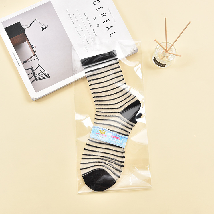 袜子女春夏薄款玻璃丝袜透明时尚女士格子水晶袜女袜诸暨袜子批发