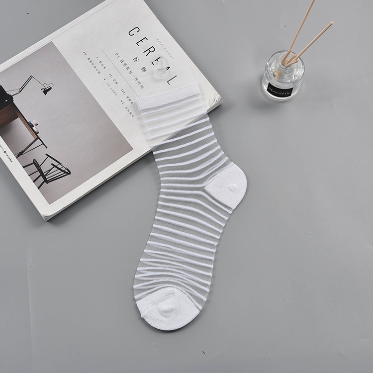 袜子女春夏薄款玻璃丝袜透明时尚女士格子水晶袜女袜诸暨袜子批发