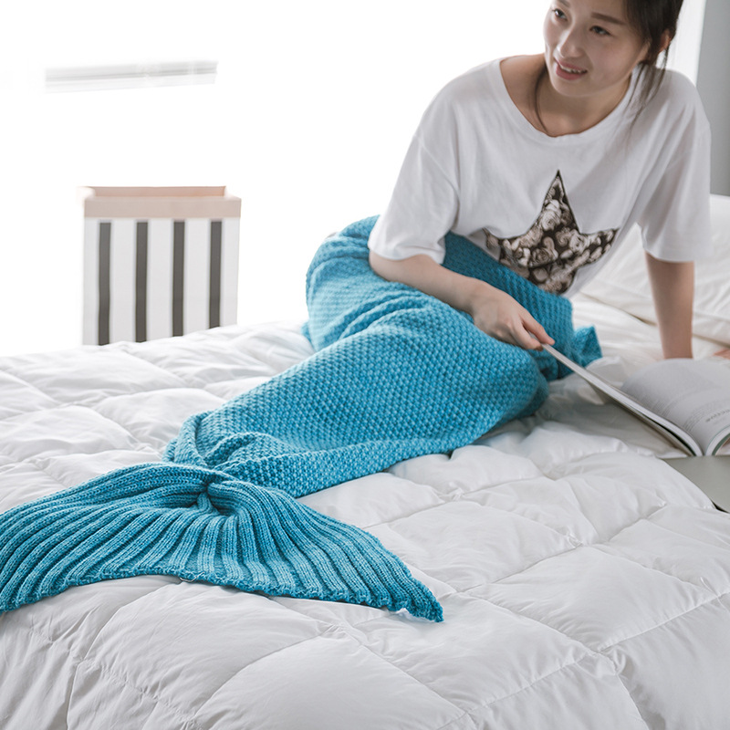 Casual Mermaid Blanket Mermaid Tail Blanket Knitted Fish Tail Blanket Sofa Cover Blanket Does Not Include Tax
