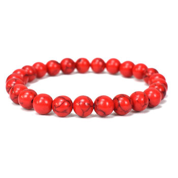 AliExpress Amazon Explosions 8mm Natural Red Turquoise Beaded Bracelet Fashion Natural Simple Men and Women