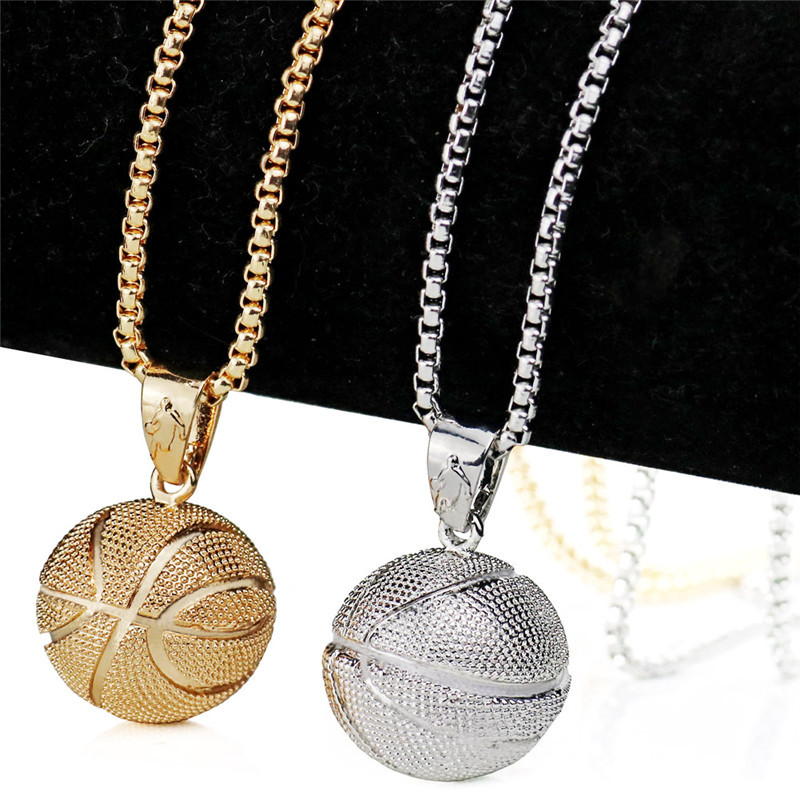 Basketball pendant male European and American stainless steel necklace cross-border e-commerce explosions jewelry sports pendant jewelry factory wholesale