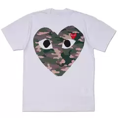 Trendy brand HEYPLAY Japanese pure cotton short sleeve T-shirt heart men's and women's 18-year new camouflage big heart couples