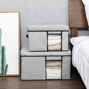 Factory direct sale transparent window fabric treasure box household clothes storage large sundries storage storage box