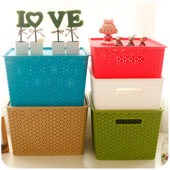 Kindergarten Toy Basket Rectangular Large, Medium and Small Size Storage Basket 5 Color Plastic Basket Woven Storage Box Rattan Woven Basket