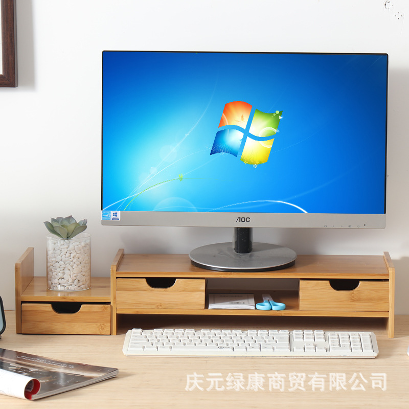 Simple Modernคอมพิวเตอร์ชั้นวางยกสูงวงเล็บคอมพิวเตอร์ไม้ไผ่เ...
