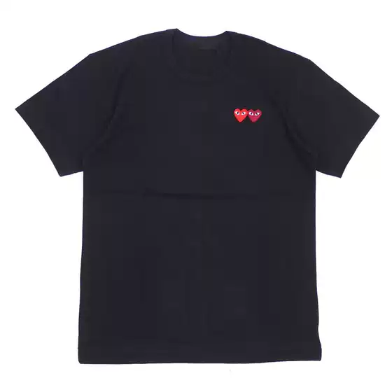 Heyplay Japanese Style Trendy Brand T-Shirt Peach Heart Men's and Women's Round Neck Pure Cotton Short-Sleeved Double Heart Heart Red Heart Couple Style