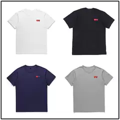 Heiplay Japanese Trendy Brand T-shirt Peach Heart Men's and Women's Round Neck Pure Cotton Short-sleeved Double Heart Love Red Heart Couple's Style