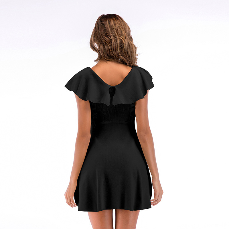 Sleeveless Ruffle Hem Dress Solid Color Doll Collar Casual Style Perfect for Summer Events Wholesale Available