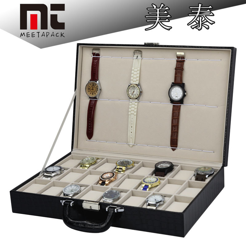 36 Portable Watch Case Crocodile Pattern PU Leather Watch Display Box Storage Box Stall Props