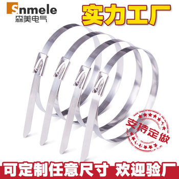 304 Stainless Steel Cable Ties Snmele Manufacturer Wholesale 4.6*250 Self-Locking Metal Strapping Ties
