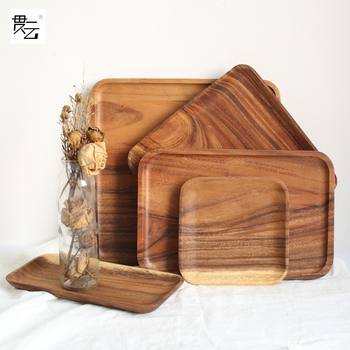 Foreign trade Original Single logo acacia wood rectangular wooden plate solid wood square tray snacks