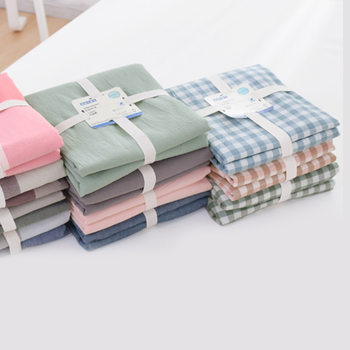 Washed Cotton Pillowcase Simple Plaid Stripesd Cotton 48*74 Single Pillowcase Thickeneded Simple Pillowcase One Pack
