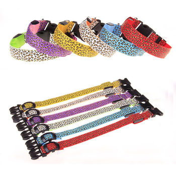 Leopard Print Collar Luminous Led Rechargeable Collar Pet Belt Dog Collar Cross-Border Spot Wholesale One Piece Minimum Order