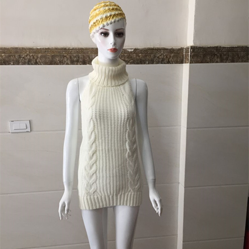 日系女装针织衫春新款性感日本中长款露背无袖系带毛衣裙七了个三