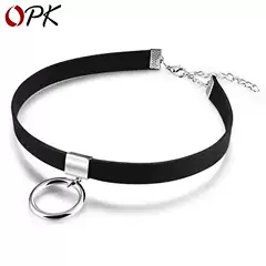 Fashion European and American simple style metal ring buckle all-match personality flannel collar women's collar neck chain RX002