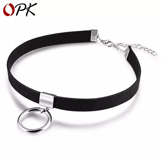Fashion European and American simple style metal ring buckle all-match personality flannel collar women's collar neck chain RX002