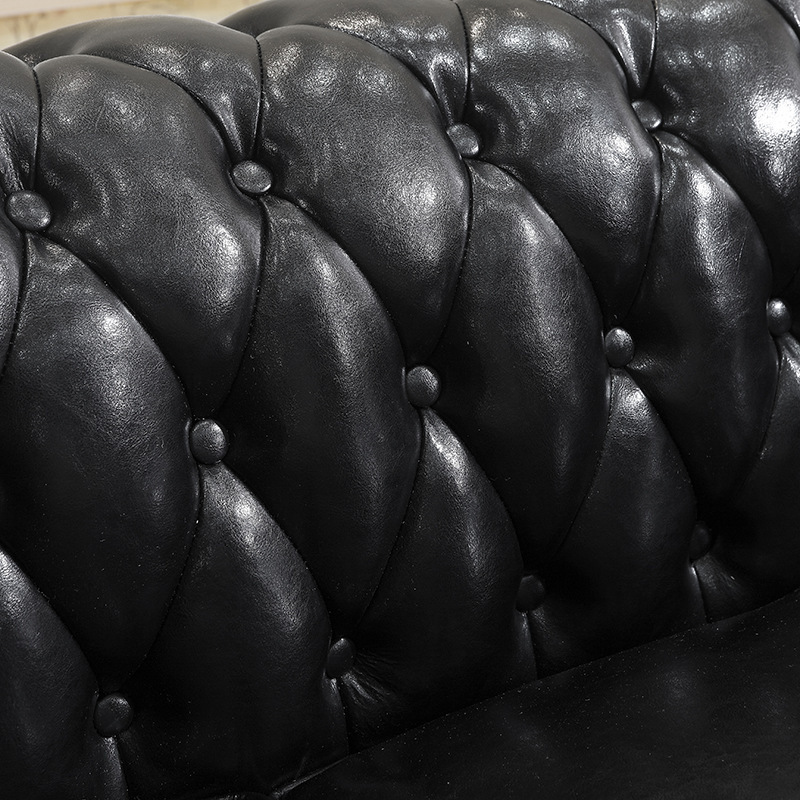 美式复古真皮沙发头层牛皮拉扣客厅现代简约小户型三人位佛山家具