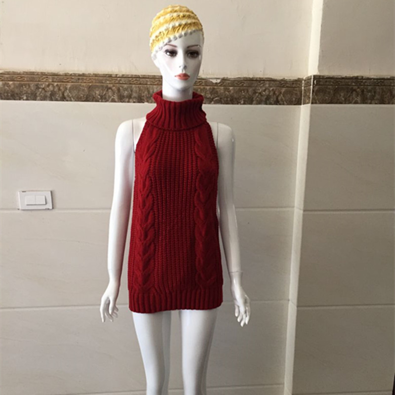 日系女装针织衫春新款性感日本中长款露背无袖系带毛衣裙七了个三