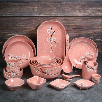 Japanese-style creative hand-painted underglaze ceramic food bowl dish noodle soup bowl fish plate soup spoon household tableware combination