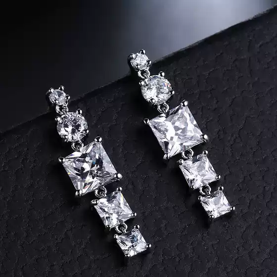 Creative Earrings Geometric Matching Crystal Zircon Earrings 925 Sterling Silver Earrings Korean Fashion Women Earrings Manufacturers