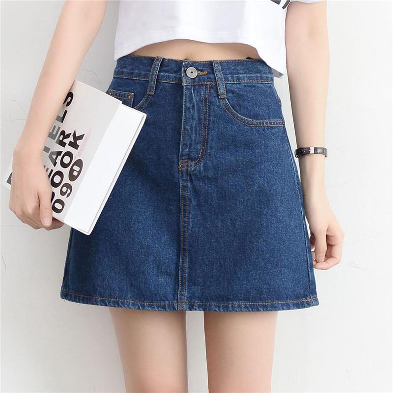 High Waisted A Line Denim Skirt Slim Fit Korean Style College Fashion Summer Wear Wholesale Available