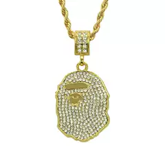 Amazon New Necklace Hip Hop Ape Head Necklace Foreign Trade European and American Fashion Personality Full Diamond Pendant Necklace