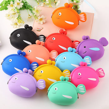Cartoon fish-shaped silicone cute wallet candy-colored buckle jelly coin bag New Korean style women's bag