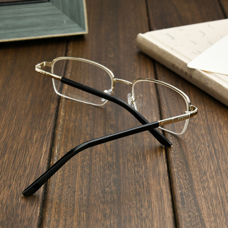 Height half frame finished myopia glasses metal resin sheet light myopia glasses frame 600 700 1000 degrees