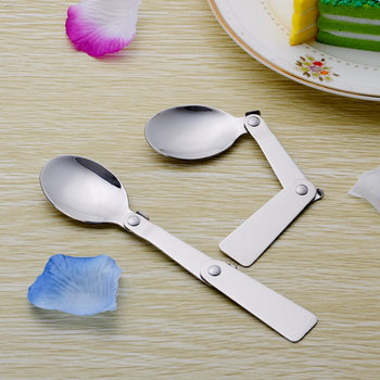 304 Stainless Steel Folding Spoon Tableware Outdoor Portable Triple Folded Knife and Fork Spoon Travel Folding Spoon Braised Pot Spoon