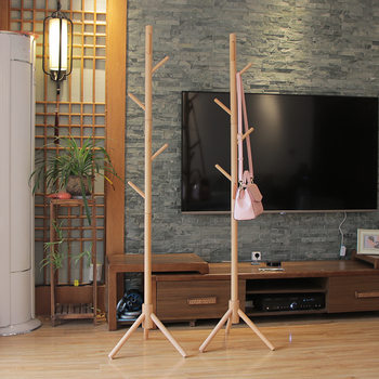 Vertical Solid Wood Coat Rack for Bedroom and Office, Floor-Standing Clothes Rack for Home Storage of Clothing and Hats