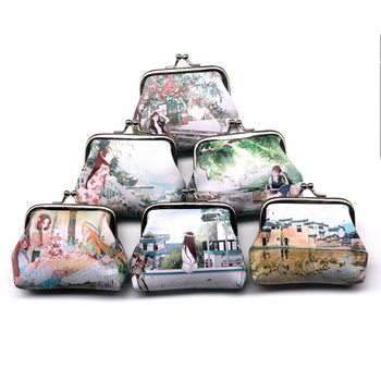 Small fresh beautiful girl printed buckle coin purse iron clip coin bag children's small wallet creative 3D small bag