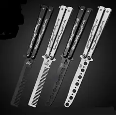 Factory price direct supply boutique butterfly flick knife training knife practice comb tool uncut support 1 piece of hair