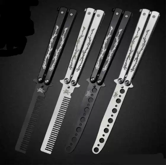 Factory price direct supply boutique butterfly flick knife training knife practice comb tool uncut support 1 piece of hair