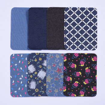 Denim pants knee modification rectangle patch cloth stickers DIY ironing printing denim cotton ripped elbow wholesale