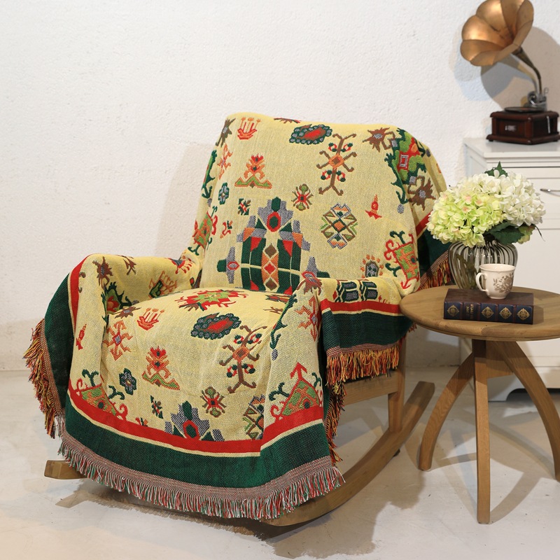 Indian Ethnic Jacquard Knitted Double-Sided Blanket Foreign Trade Sofa Towel Decorative Casual Cover Blanket Homestay Inn Tapestry
