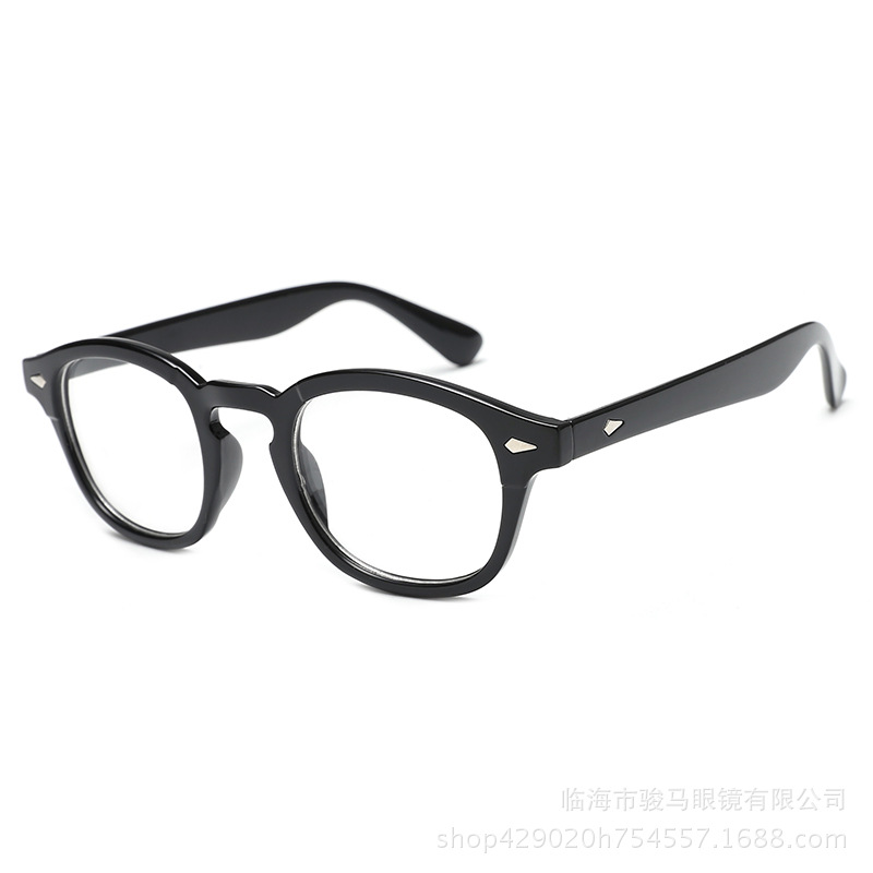 New trendy Hong Kong style retro beige nail plain glasses small round frame Depp glasses frame can be equipped with myopia glasses frame