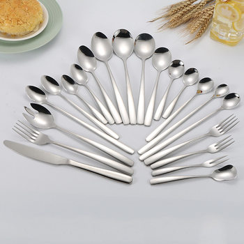 Island Qi 304 stainless steel knife and fork spoon Kitchen restaurant Western tableware square handle thick simple spoon Fork wholesale