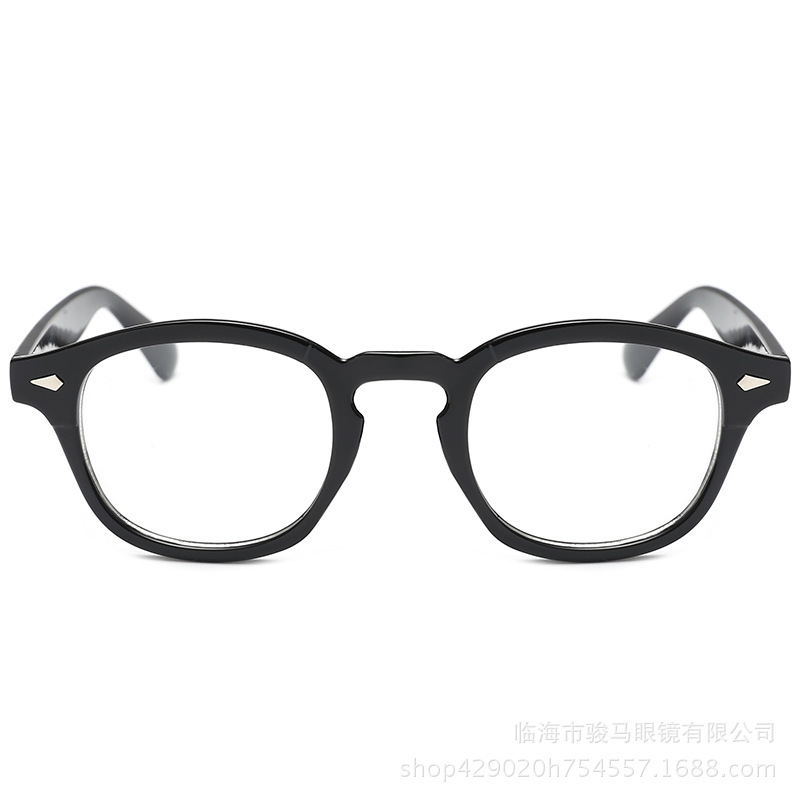 New trendy Hong Kong style retro beige nail plain glasses small round frame Depp glasses frame can be equipped with myopia glasses frame