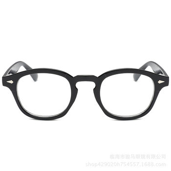 New trendy Hong Kong style retro beige nail plain glasses small round frame Depp glasses frame can be equipped with myopia glasses frame